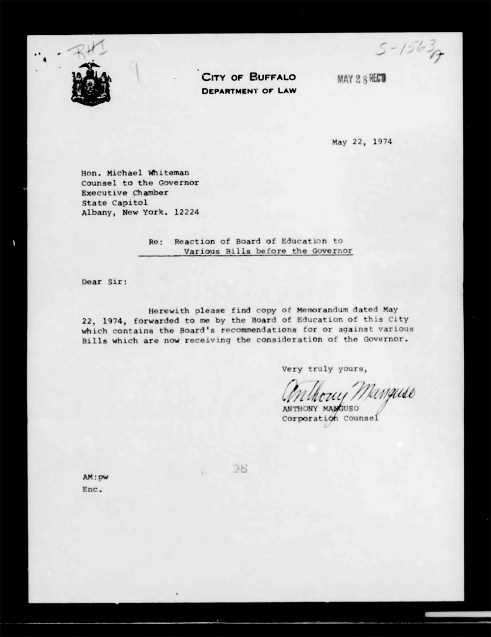 Governor's Bill Jacket, Laws from 1974, Chapter 1052 page 27