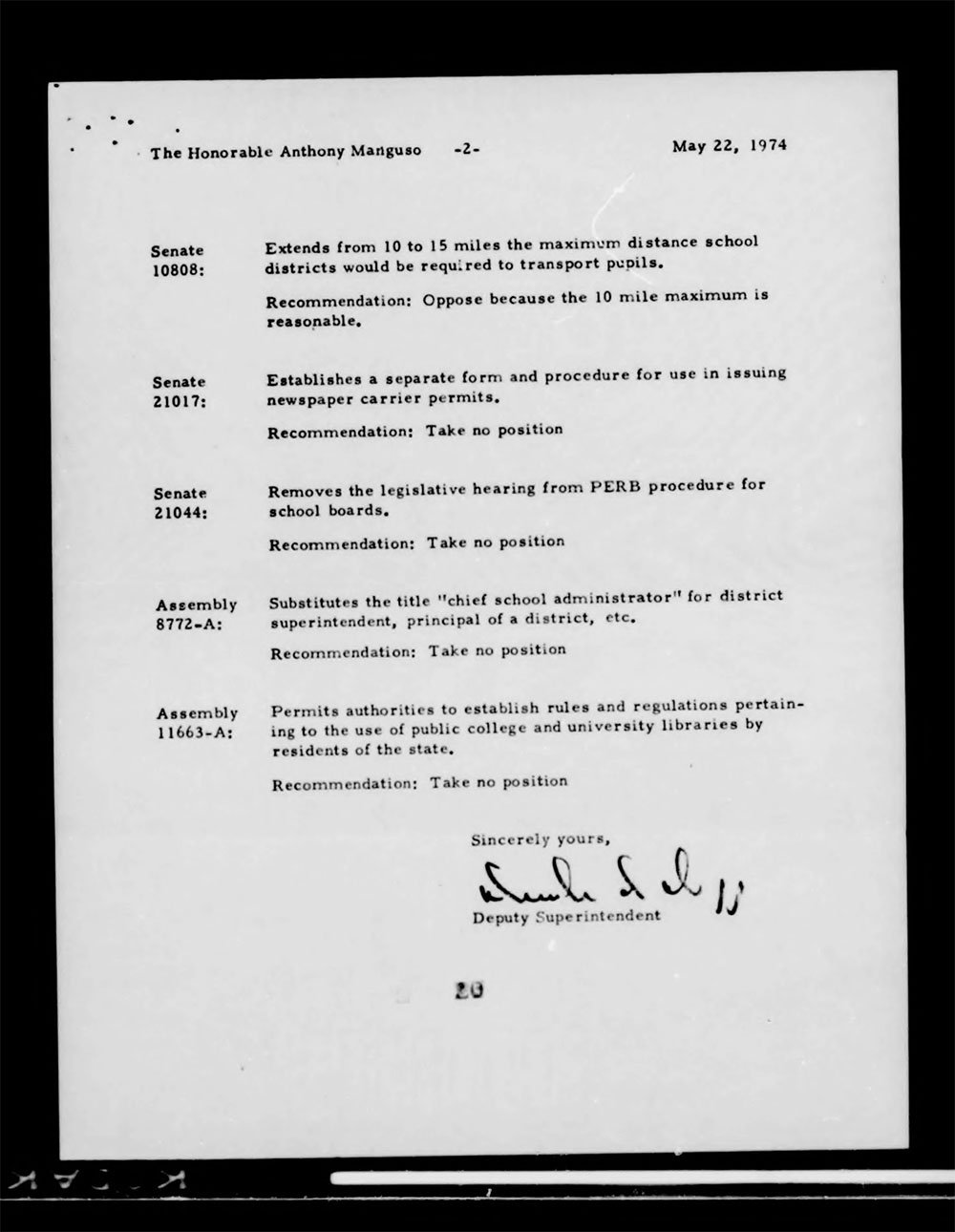 Governor's Bill Jacket, Laws from 1974, Chapter 1052 page 29