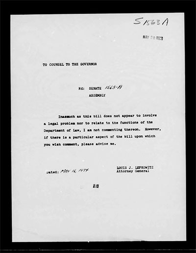 Load Governor's Bill Jacket, Laws from 1974, Chapter 1052 in Main Document Viewer