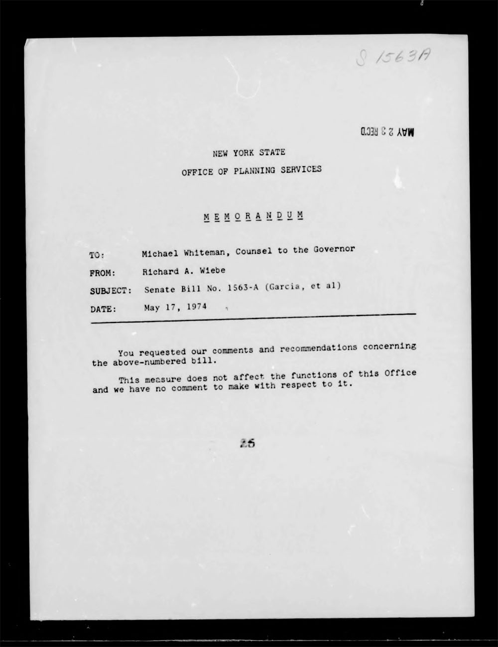 Governor's Bill Jacket, Laws from 1974, Chapter 1052 page 34