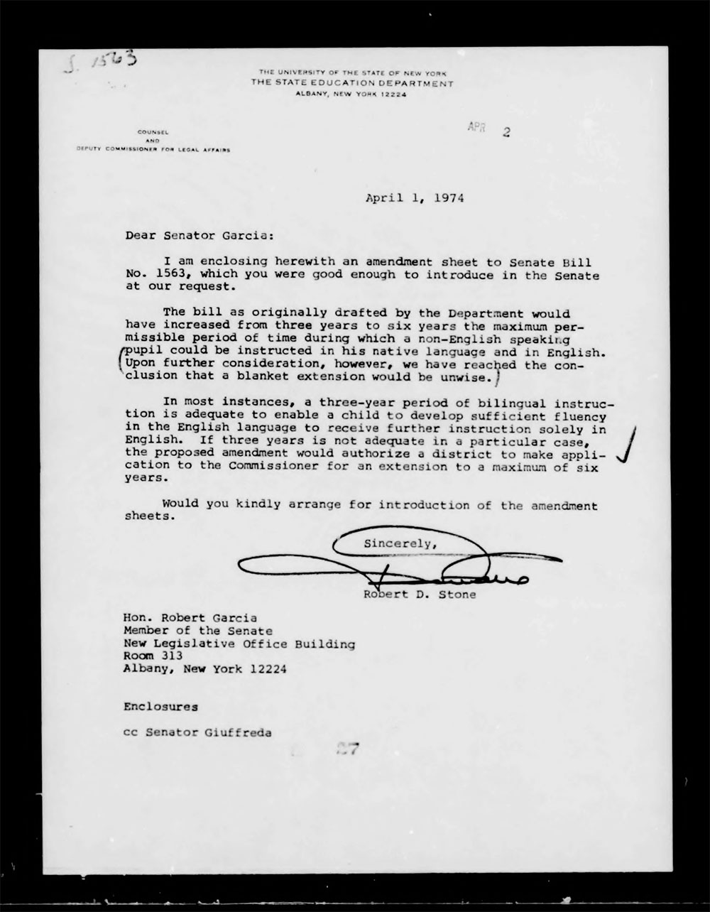 Governor's Bill Jacket, Laws from 1974, Chapter 1052 page 36