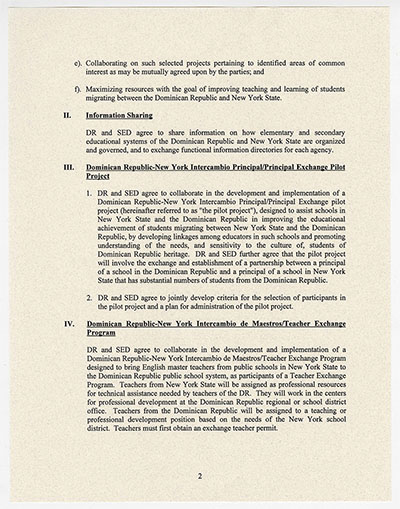 Load Memorandum of Understanding between the Education Department of the Dominican Republic and the New York State Education Department in Main Document Viewer