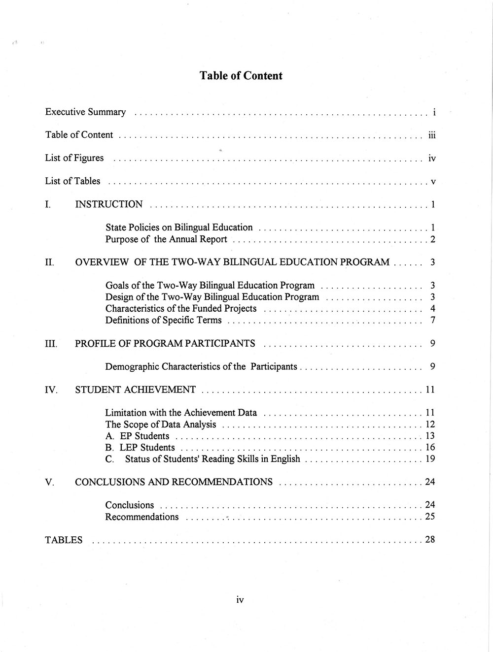 The Annual Report of the Two-Way Bilingual Education Program for the 1992 - 93 Program Year page 4