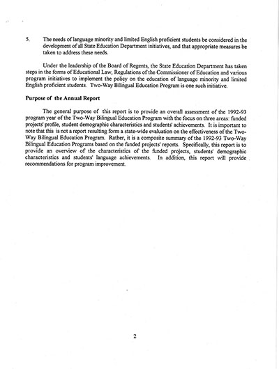 Load The Annual Report of the Two-Way Bilingual Education Program for the 1992 - 93 Program Year in Main Document Viewer