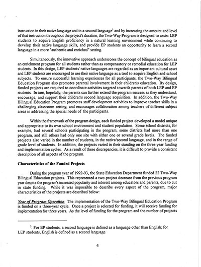 Load The Annual Report of the Two-Way Bilingual Education Program for the 1992 - 93 Program Year in Main Document Viewer