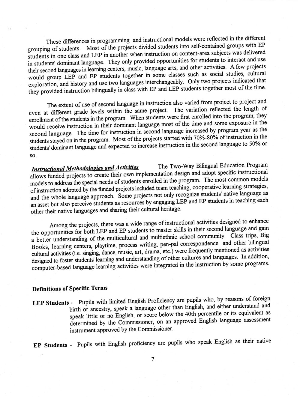 The Annual Report of the Two-Way Bilingual Education Program for the 1992 - 93 Program Year page 13