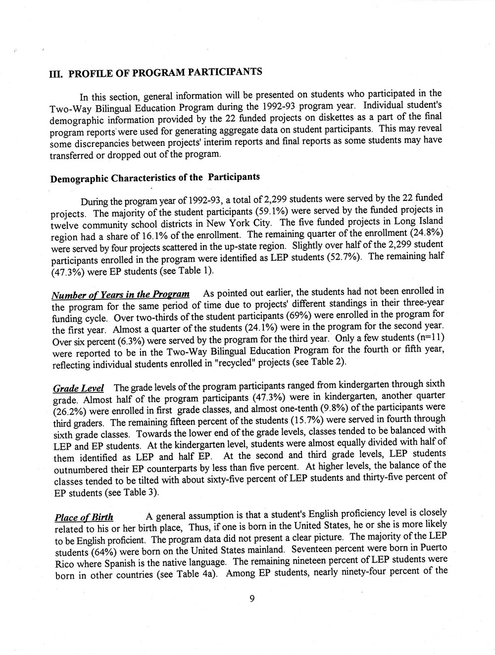 The Annual Report of the Two-Way Bilingual Education Program for the 1992 - 93 Program Year page 15