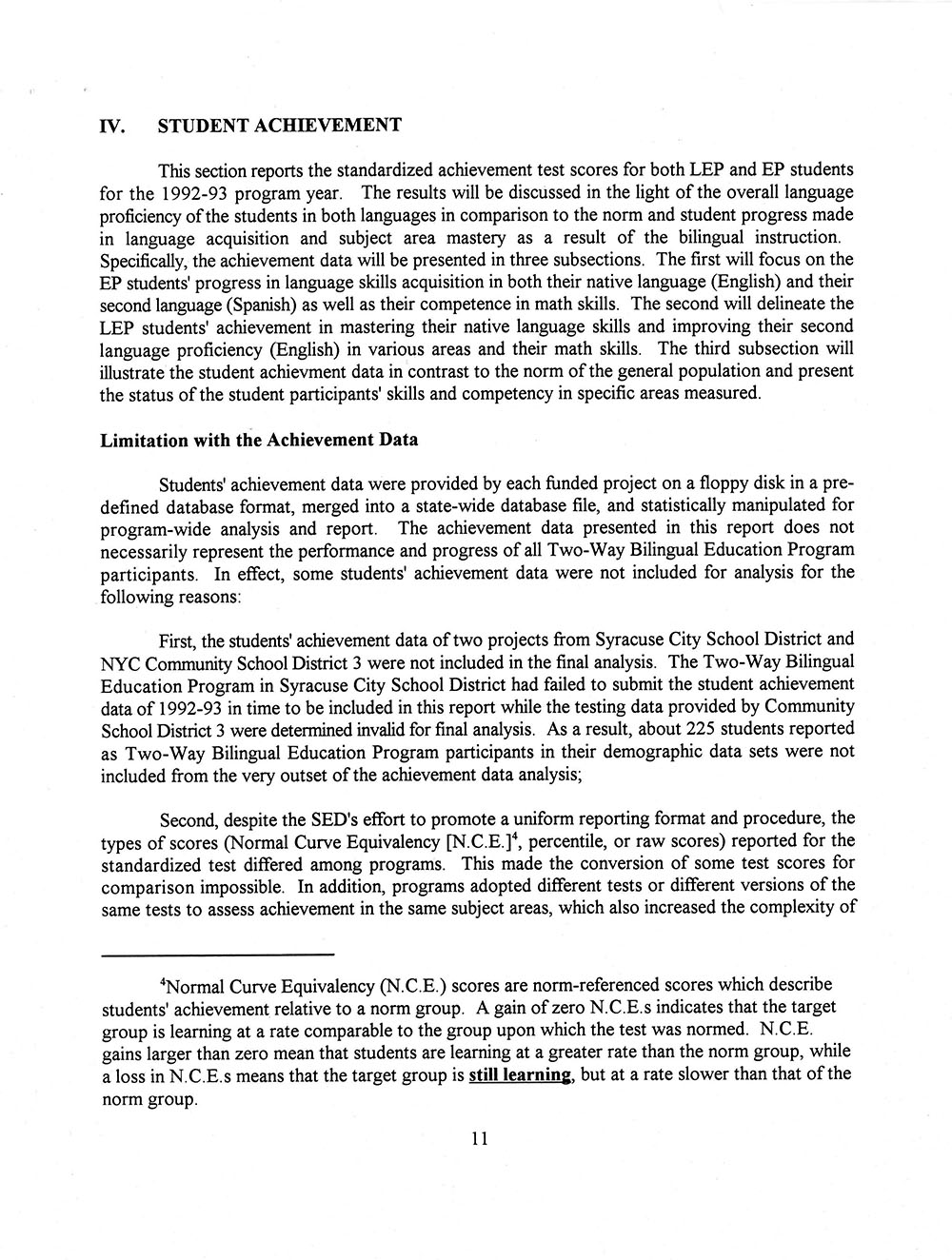 The Annual Report of the Two-Way Bilingual Education Program for the 1992 - 93 Program Year page 17