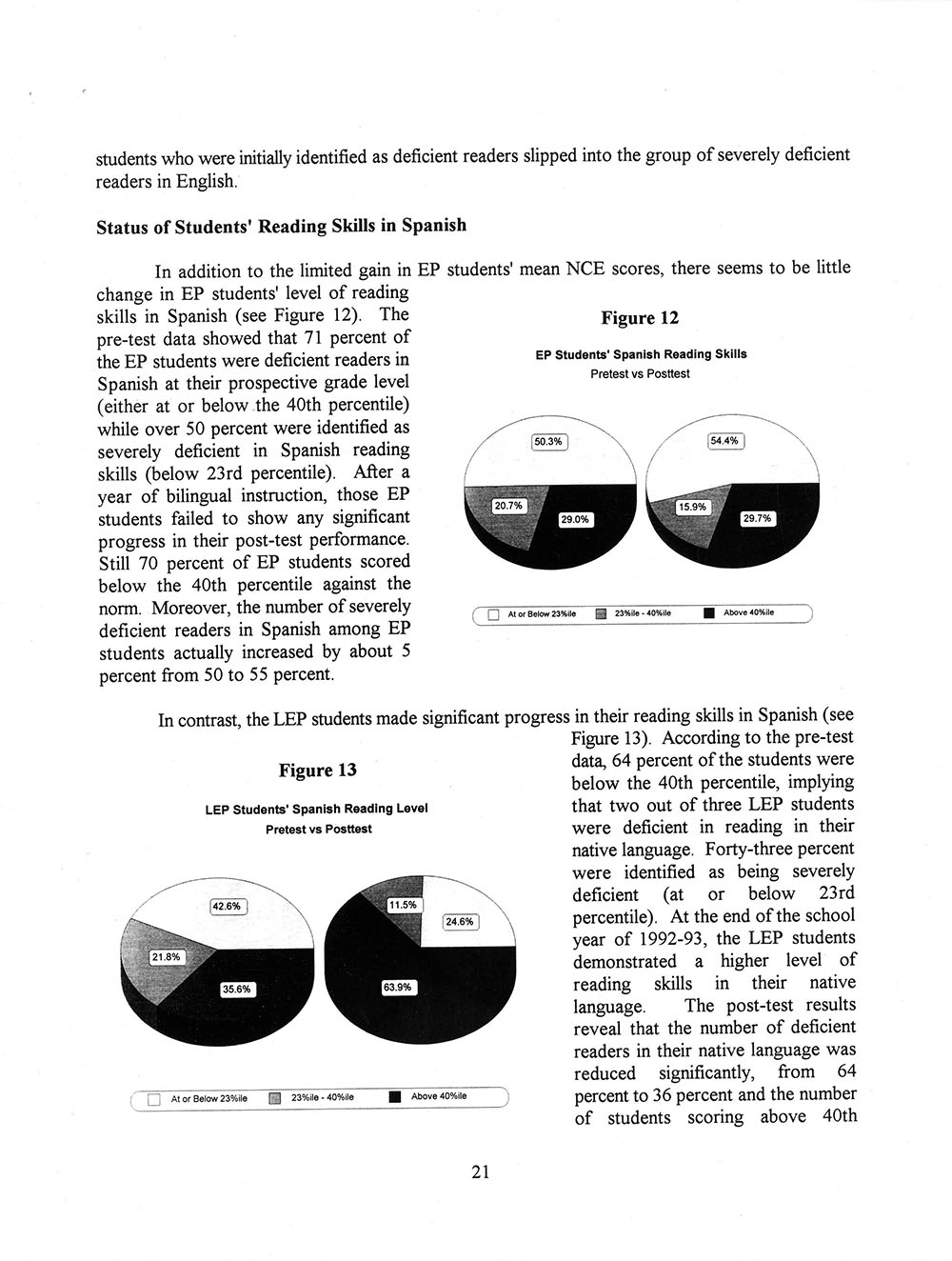 The Annual Report of the Two-Way Bilingual Education Program for the 1992 - 93 Program Year page 27