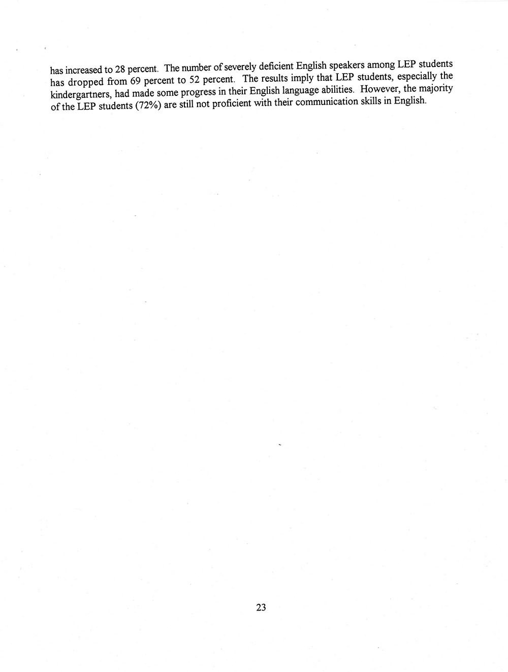 The Annual Report of the Two-Way Bilingual Education Program for the 1992 - 93 Program Year page 29
