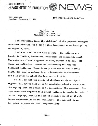 Load New York State Education Department's Reaction to the United States Education Department's Repeal of the "Lau Remedies" in Main Document Viewer