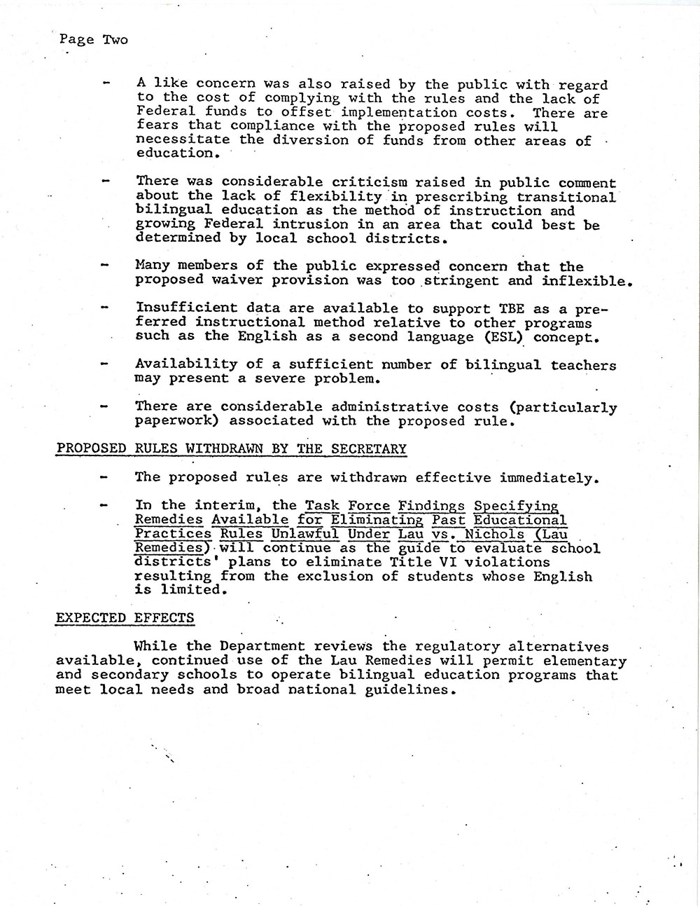 New York State Education Department's Reaction to the United States Education Department's Repeal of the "Lau Remedies" page 5