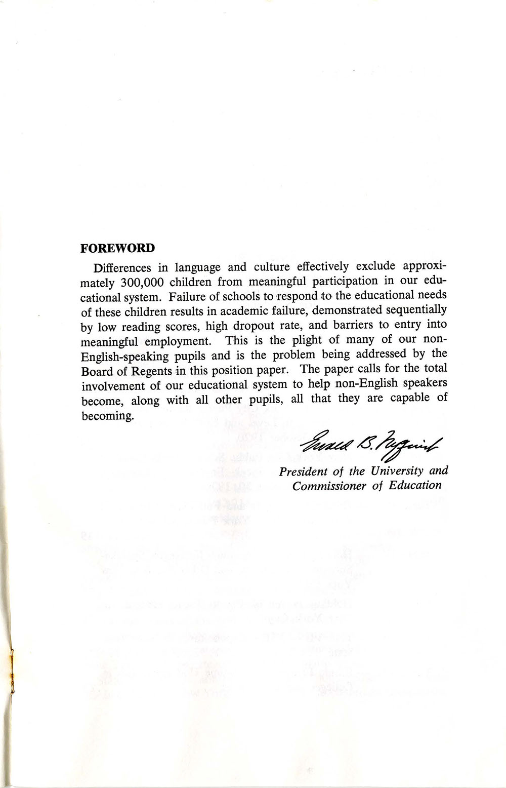 “Bilingual Education: A Statement of Policy and Proposed Action” page 3