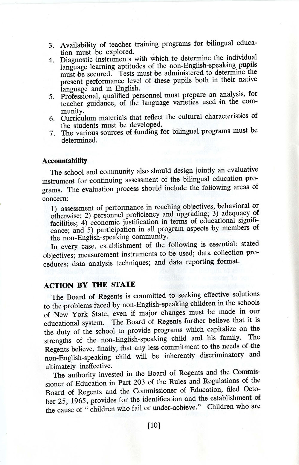 “Bilingual Education: A Statement of Policy and Proposed Action” page 10