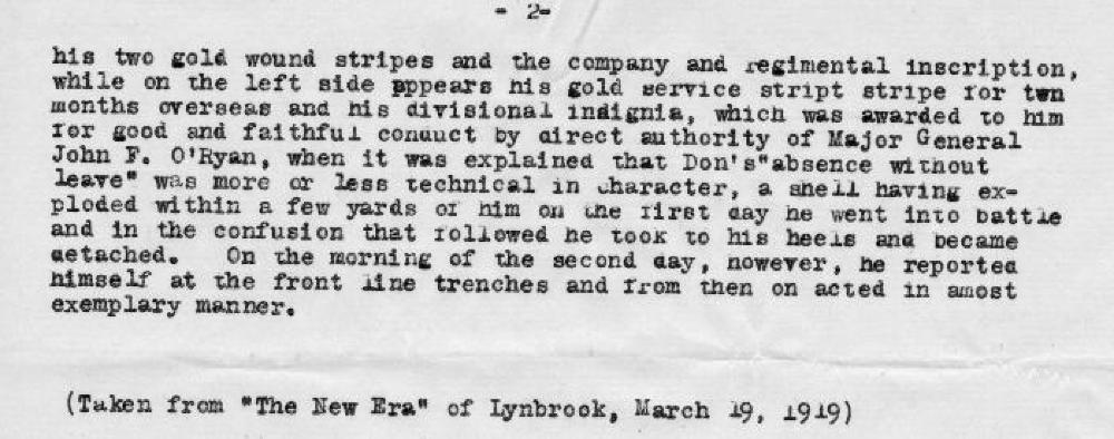 "Lynbrook Dog Won Fame In Army" from The New Era, 1919 page 2