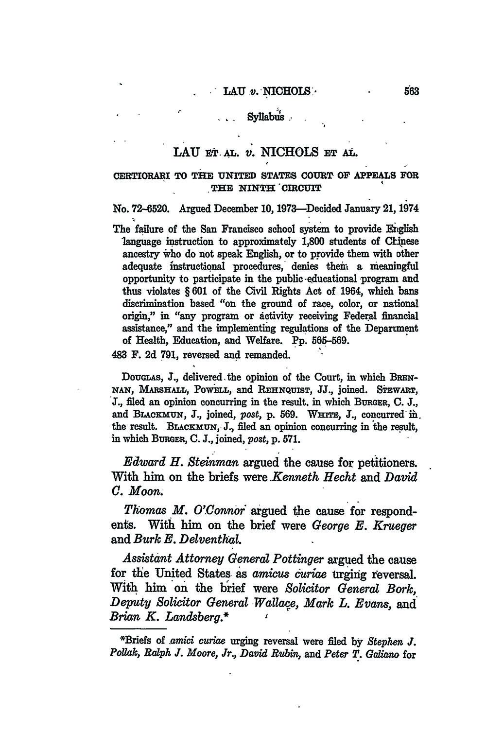 U.S. Reports: Lau v. Nichols page 1