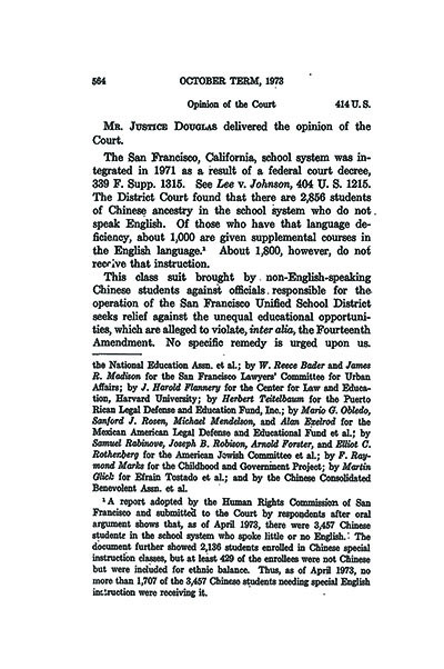 Load U.S. Reports: Lau v. Nichols in Main Document Viewer