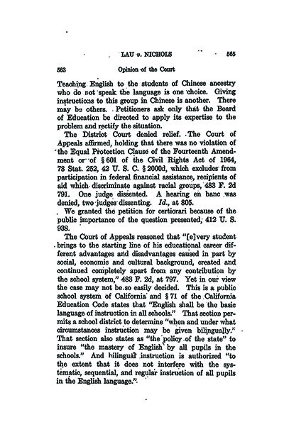 Load U.S. Reports: Lau v. Nichols in Main Document Viewer