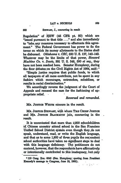 Load U.S. Reports: Lau v. Nichols in Main Document Viewer