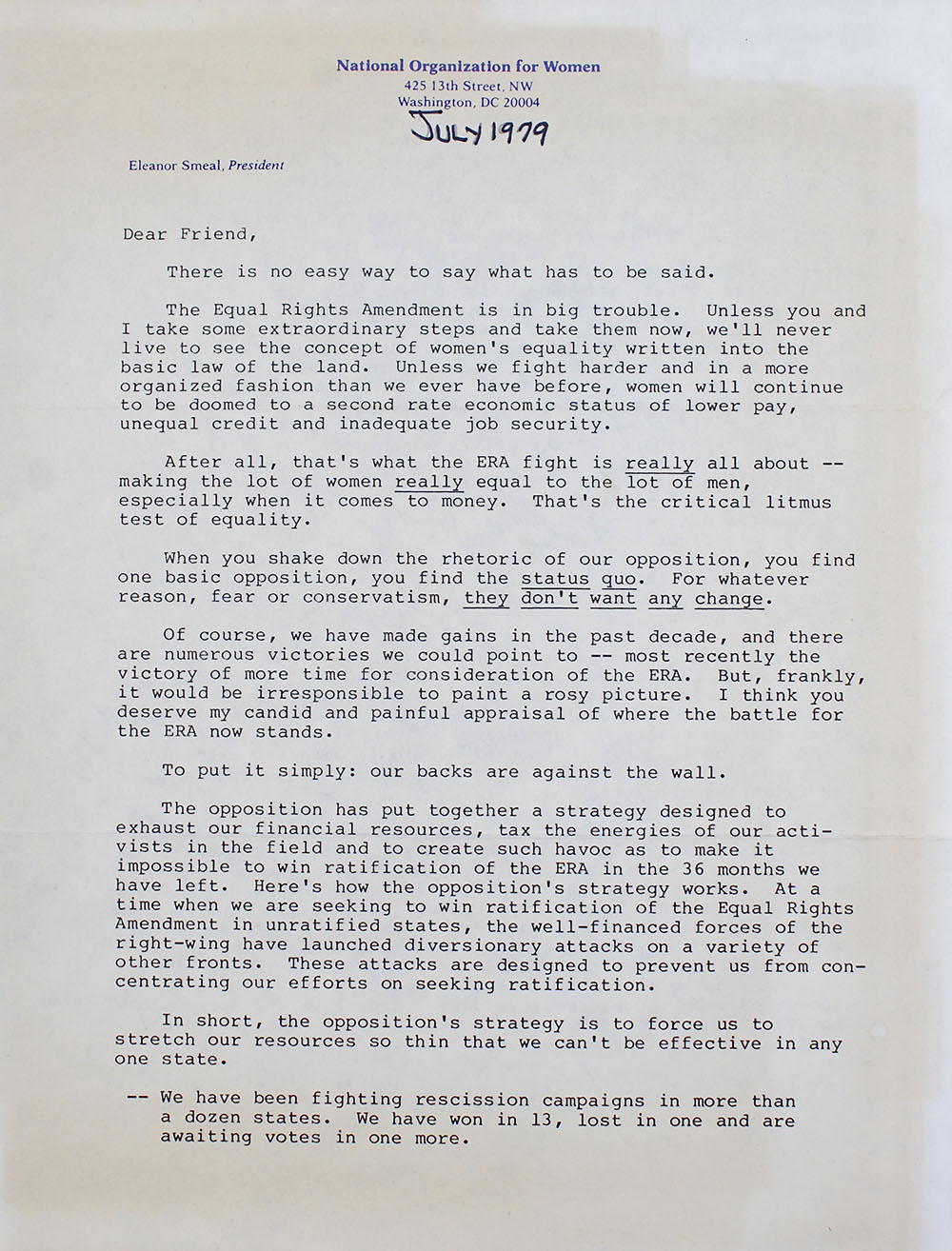 Dear Friend Letter page 1