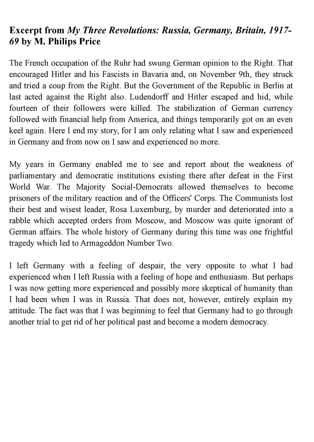 Excerpt from "My Three Revolutions" page 2