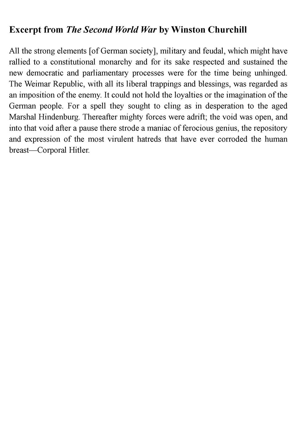 Excerpt from "The Second World War" page 2