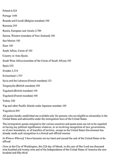 Proclamation 1872—Limiting the Immigration of Aliens Into the United States on the Basis of National Origin thumbnail page 5