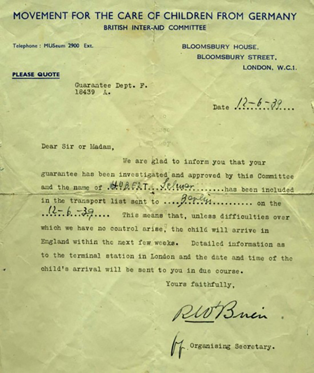 Letter from the Movement for the Care of Children from Germany page 1