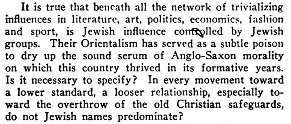 Article from "The Dearborn Independent," January 7, 1922, "Candid Address to Jews on the Jewish Problem" page 3