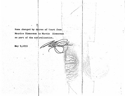 Martin [Morris] Zimmerman Certificate of Naturalization thumbnail page 2