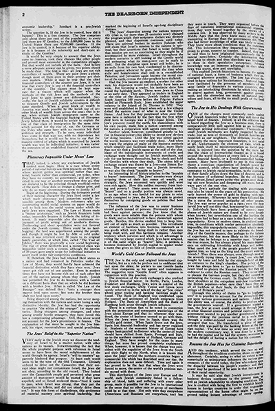 Article from "The Dearborn Independent," May 22 1920, "The International Jew: The World's Problem" thumbnail page 2