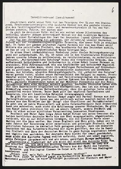 Load Leaflet 6 of the White Rose - Kommilitonen! Kommilitonen! [Fellow Students! Fellow Students!] in Main Document Viewer