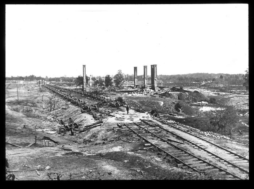 Ruins of Rolling Mill and Railroad at Atlanta, c. 1864 page 1