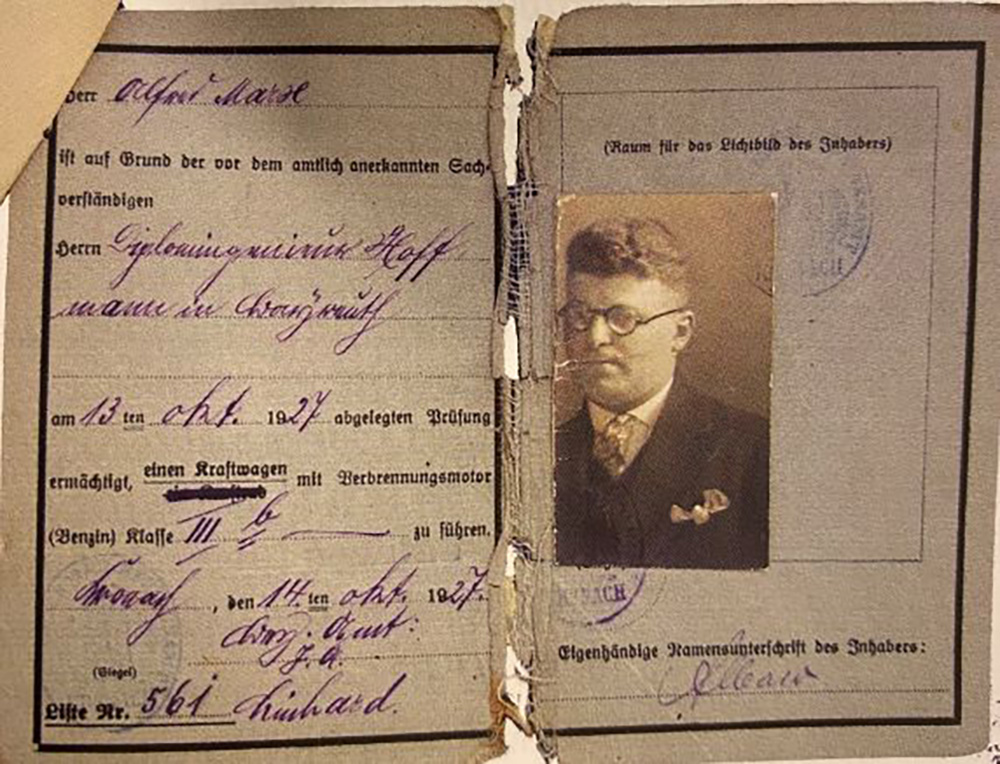 Alfred Marx Drivers' License page 1