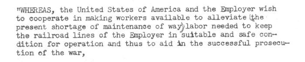U.S. Amendment of Contract to Employ and Transportation Agreement, July 24, 1943 page 1