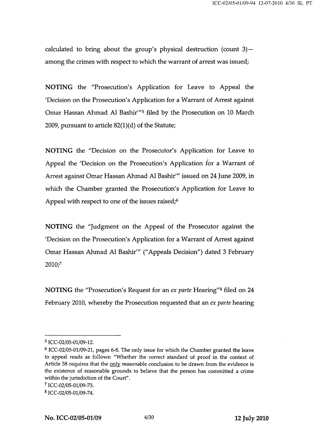 Second Decision on the Prosecution's Application for a Warrant of Arrest page 4