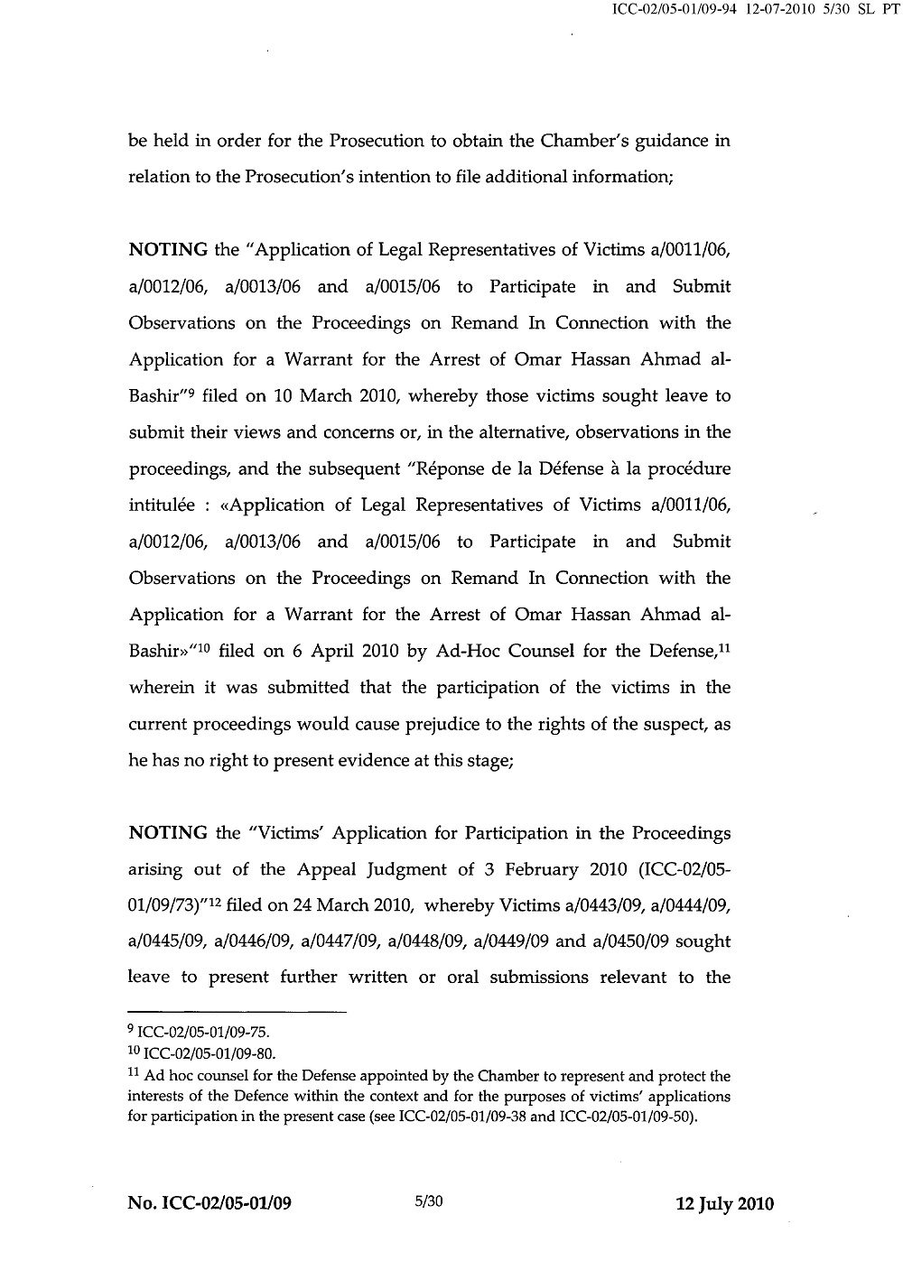 Second Decision on the Prosecution's Application for a Warrant of Arrest page 5