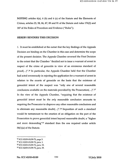 Second Decision on the Prosecution's Application for a Warrant of Arrest thumbnail page 7