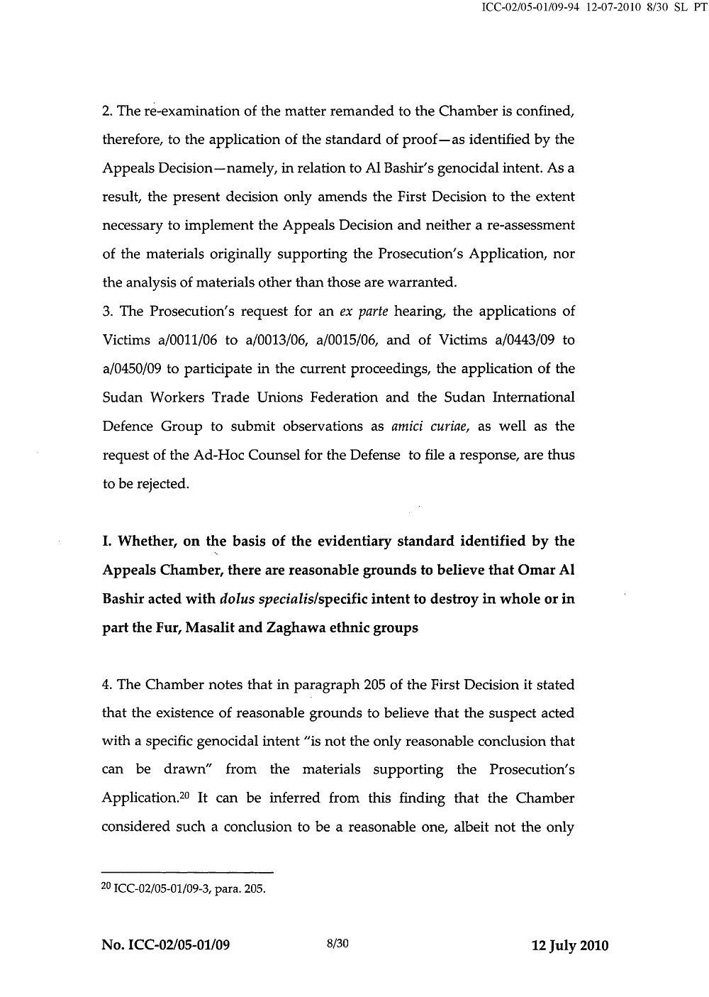 Second Decision on the Prosecution's Application for a Warrant of Arrest page 8