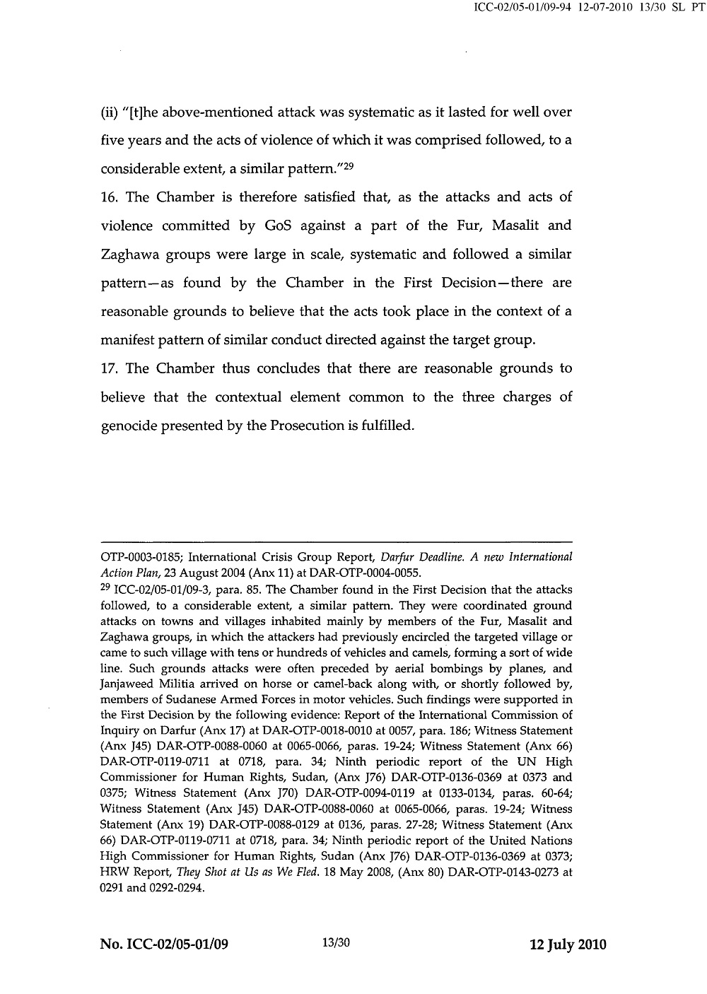 Second Decision on the Prosecution's Application for a Warrant of Arrest page 13