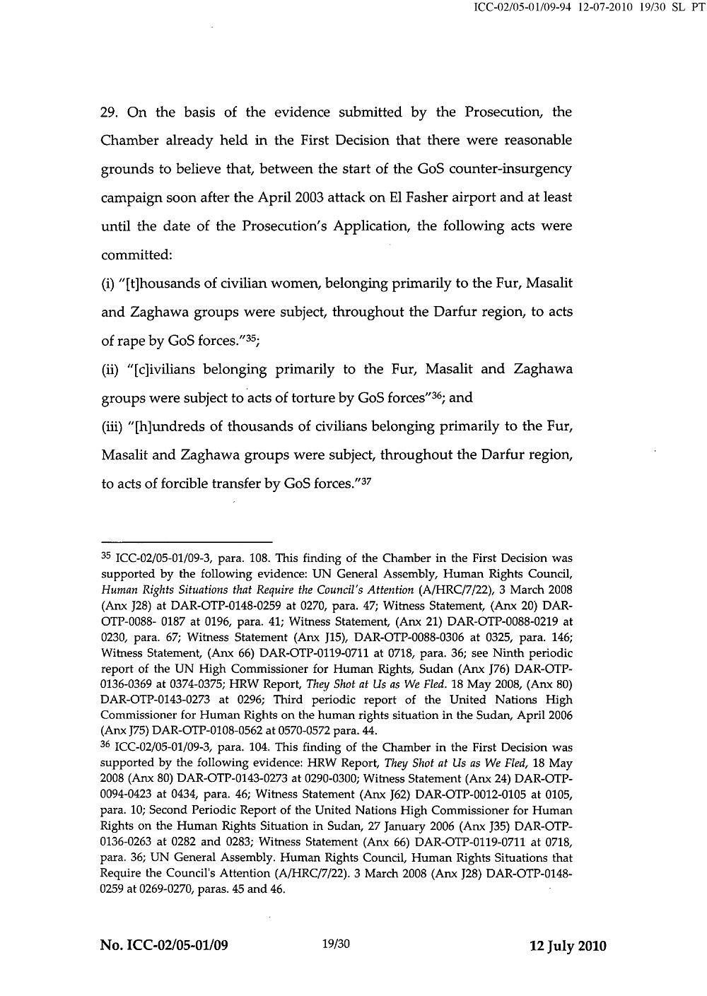 Second Decision on the Prosecution's Application for a Warrant of Arrest page 19