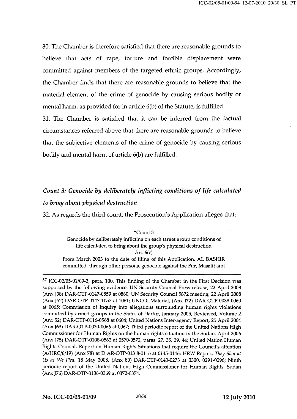 Second Decision on the Prosecution's Application for a Warrant of Arrest page 20