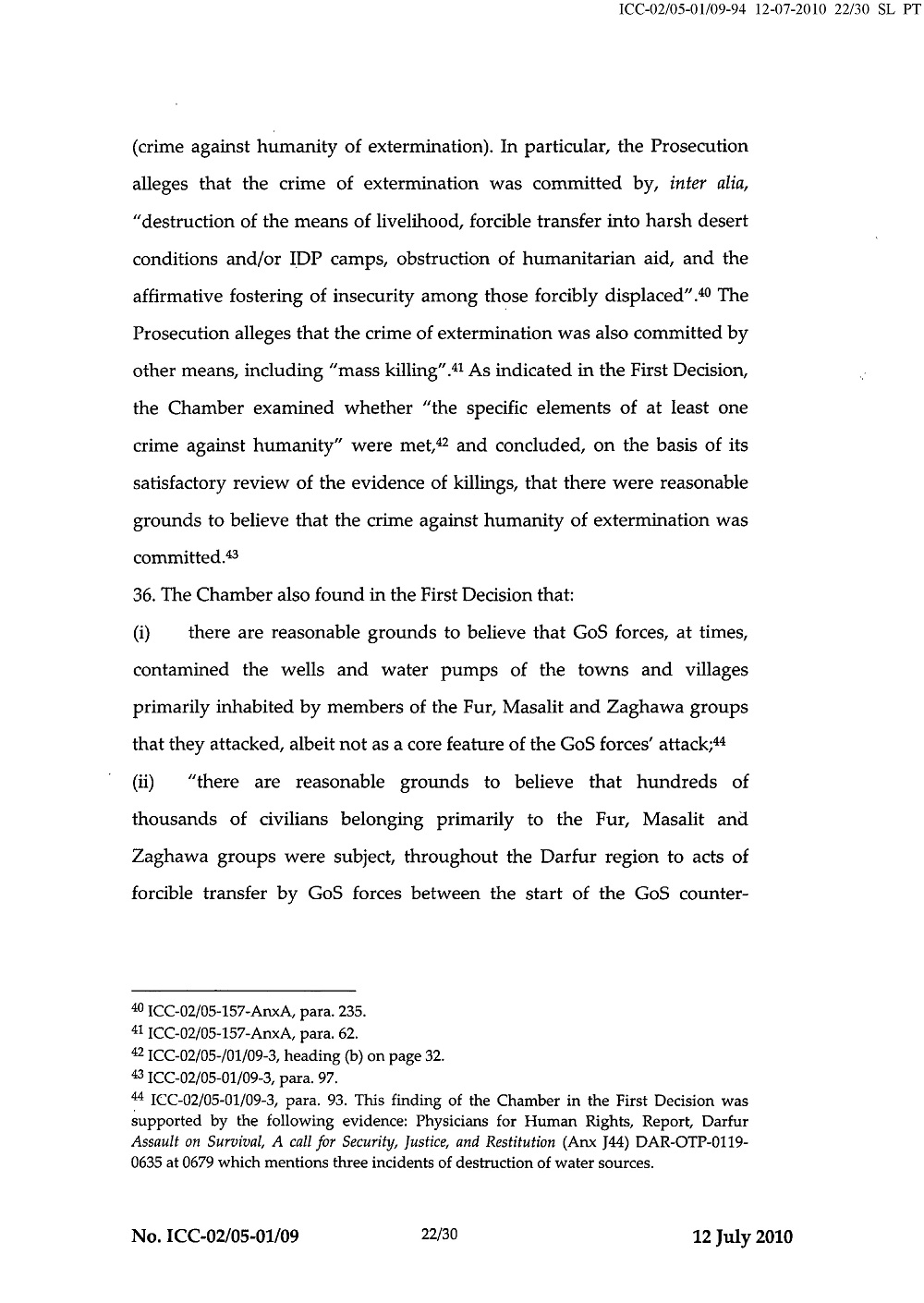 Second Decision on the Prosecution's Application for a Warrant of Arrest page 22