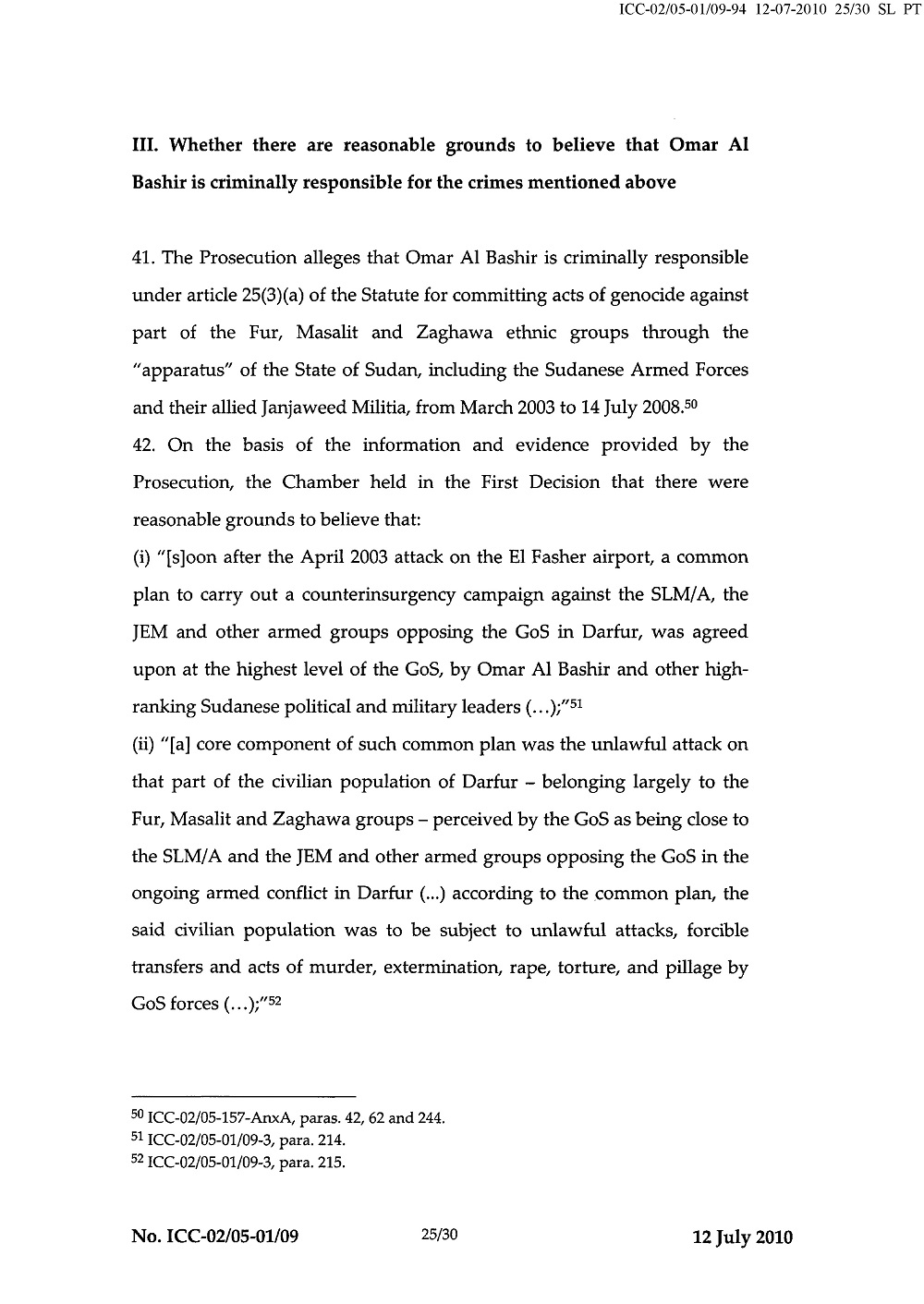 Second Decision on the Prosecution's Application for a Warrant of Arrest page 25