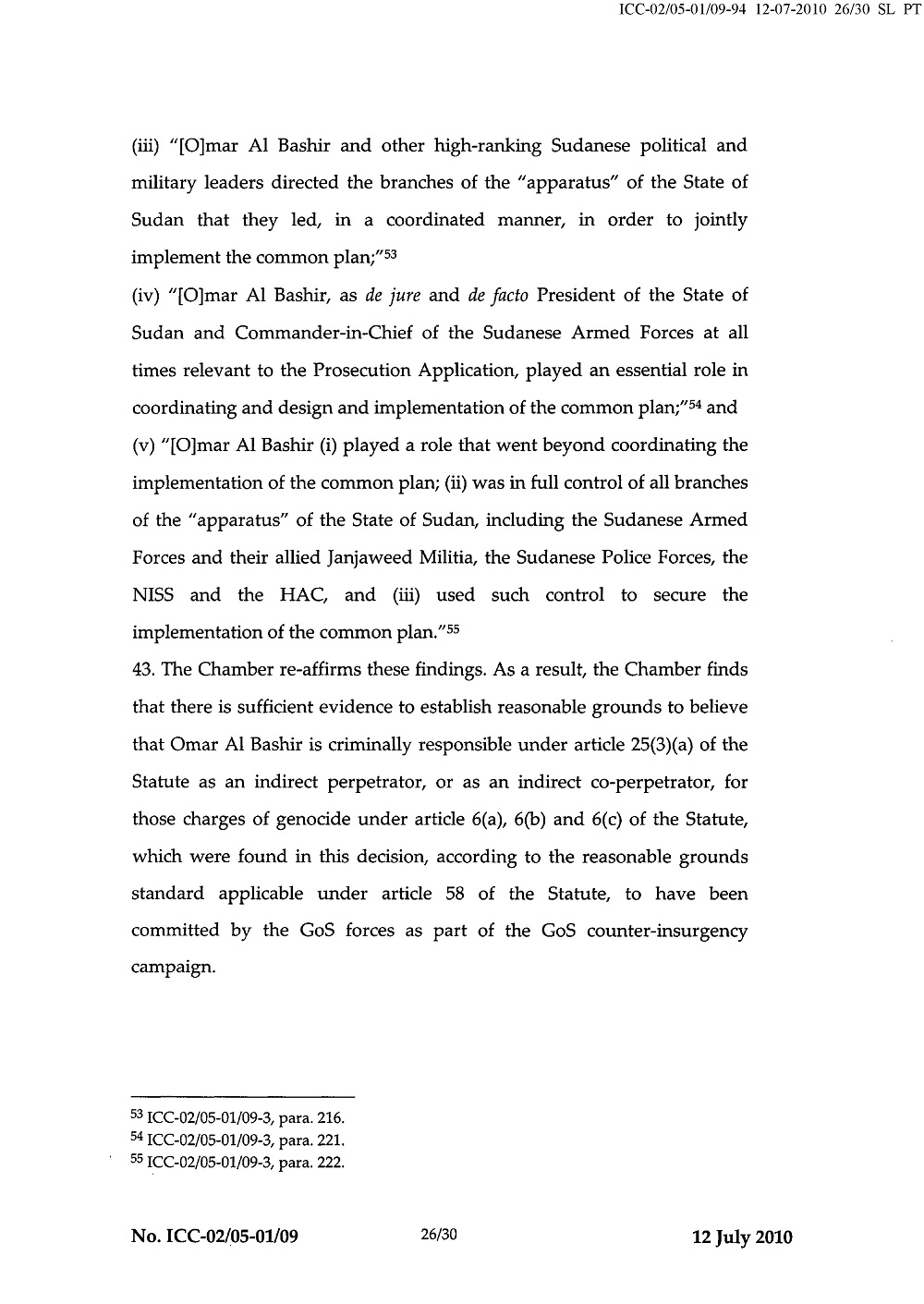 Second Decision on the Prosecution's Application for a Warrant of Arrest page 26