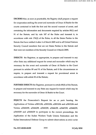 Second Decision on the Prosecution's Application for a Warrant of Arrest thumbnail page 29