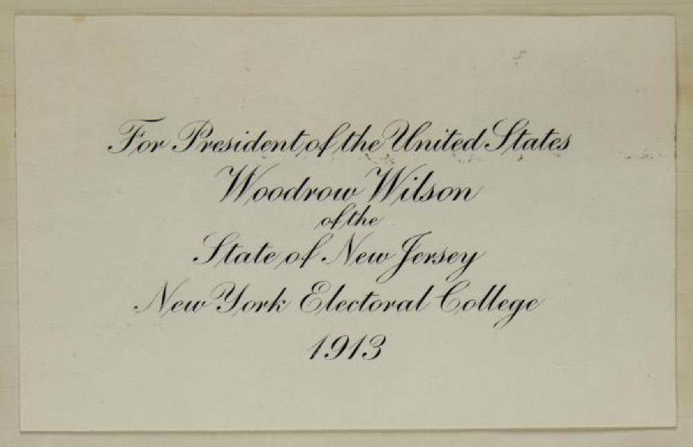 Electoral College Sample Ballot for Woodrow Wilson, 1913 page 1