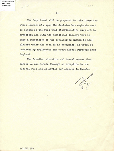 Load Memo from Assistant Secretary of State to State Department Officials on Temporarily Halting Immigration in Main Document Viewer