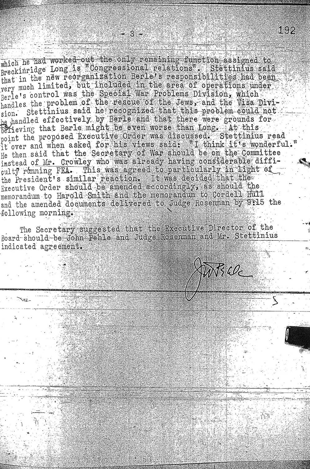 "Memorandum for the Secretary's Files" concerning saving the remaining Jews of Europe page 3