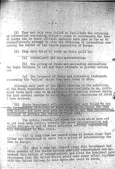 "Report to the Secretary on the Acquiescence of This Government in the Murder of the Jews" thumbnail page 2